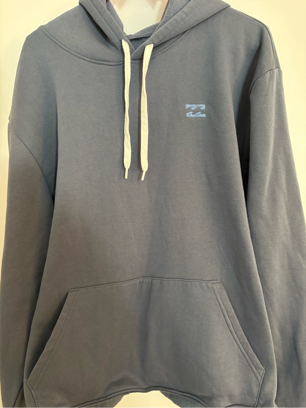Billabong Slate Blue Hooded Pullover with Cream Drawstrings